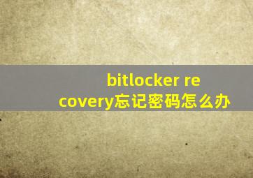 bitlocker recovery忘记密码怎么办